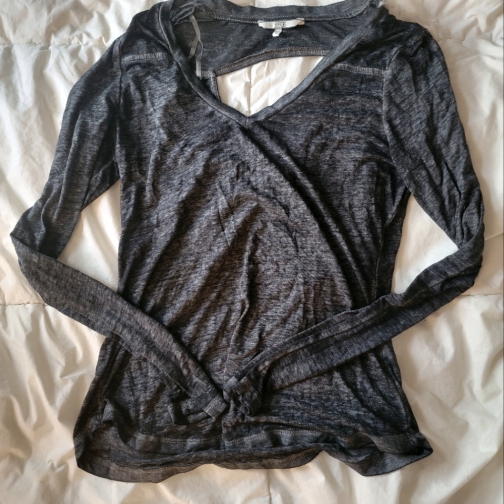 BKE long sleeve see-through shirt with cutout in the back size S